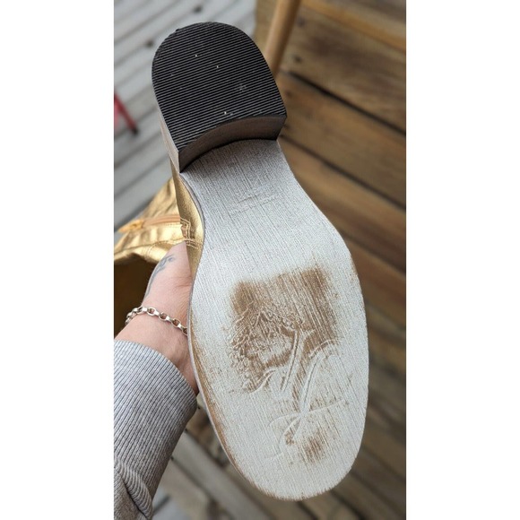 Free People Womens Shoes Metallic Gold Essential Tall Slouch Boots Size 7 - Picture 3 of 8